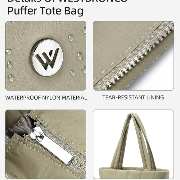 Luxurious Quilted Tote: Soft, Spacious & Stylish Khaki Bag with Laptop Pocket - Picture 4 of 6